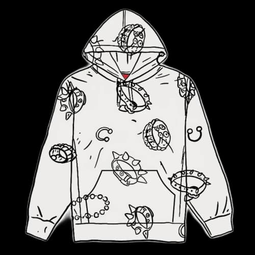 Supreme Studded Collars Hooded Sweatshirt White