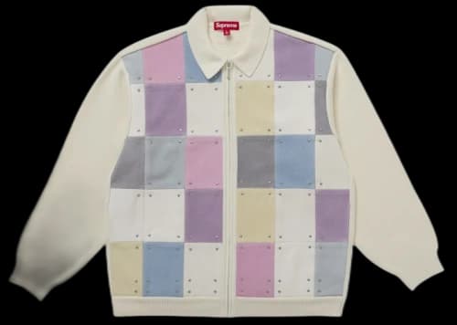 Supreme Studded Suede Zip Up Cardigan White