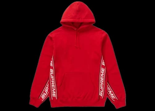 Supreme Text Rib Hooded Sweatshirt Red
