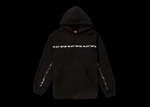 Supreme Text Stripe Hooded Sweatshirt Black