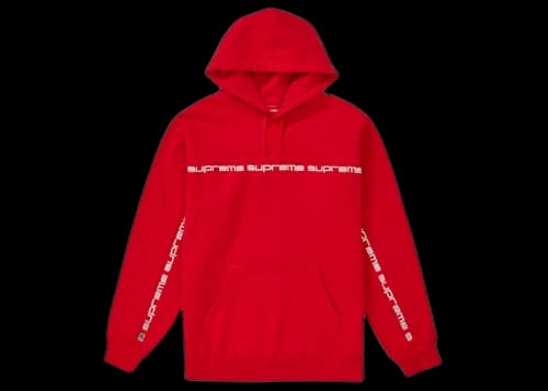 Supreme Text Stripe Hooded Sweatshirt Red