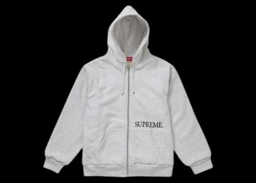 Supreme Thermal Zip Up Hooded Sweatshirt Ash Grey