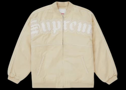 Supreme Twill Old English Varsity Jacket Tan