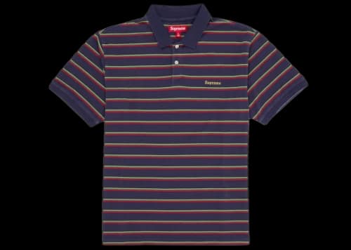 Supreme Washed Stripe Polo Navy
