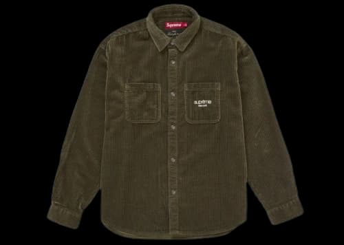 Supreme Wide Wale Corduroy Snap Shirt Olive