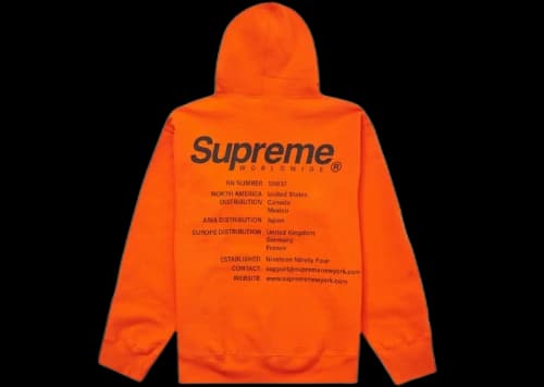 Supreme Worldwide Hooded Sweatshirt Dark Orange
