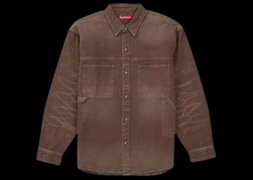 Supreme Worn Snap Painter Shirt Brown