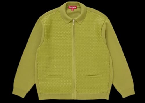 Supreme Woven Leather Zip Up Cardigan (FW24) Green