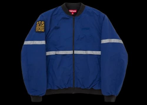 Supreme Zip-Off Sleeve Reflective Stripe Jacket Navy
