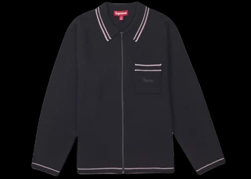 Supreme Zip Up Polo Sweater Black