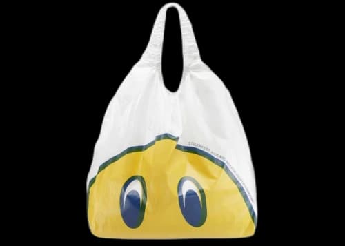 Telfar Jumbo Smiley Face Plastic Bag White