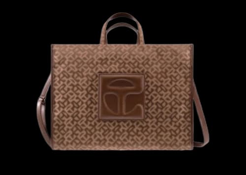 Telfar Large Jacquard Shopper Tan Monogram