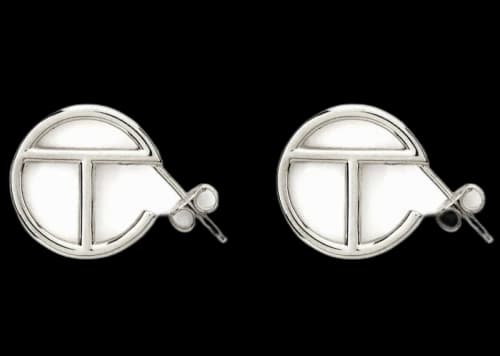 Telfar Logo Hoop Earring Small Silver