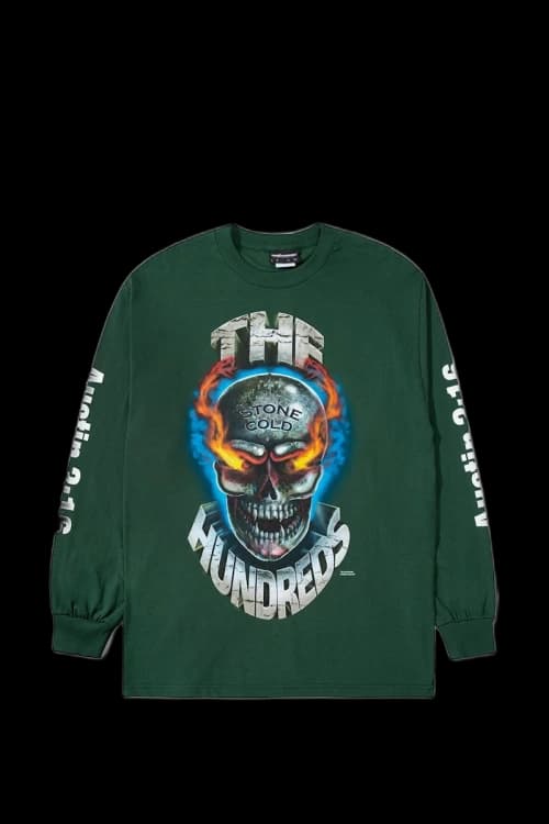The Hundreds x WWE Flaming Skull L/S T-Shirt Forest