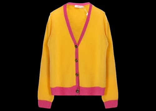 Tory Burch Color Block Cashmere Cardigan Yellow