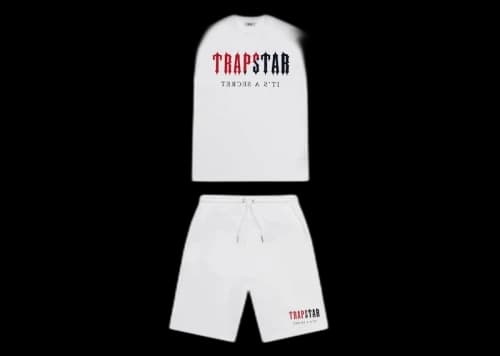 Trapstar Chenille Decoded Short Set White/Red