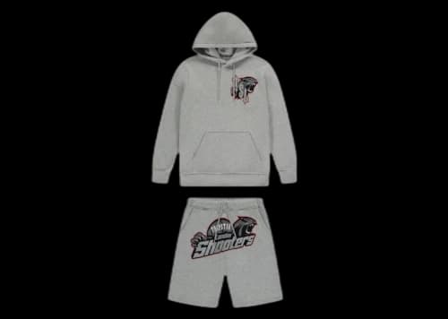 Trapstar Shooters Hoodie Short Set Grey/Red