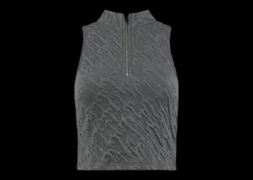 Trapstar Women's Jacquard Fitted Zip Crop Top Grey