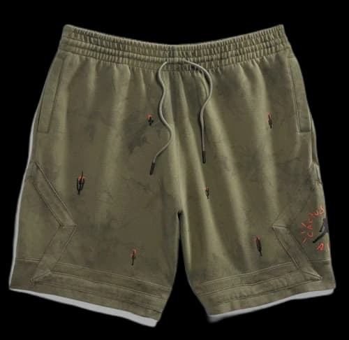 Travis Scott Jordan Washed Suede Shorts Olive