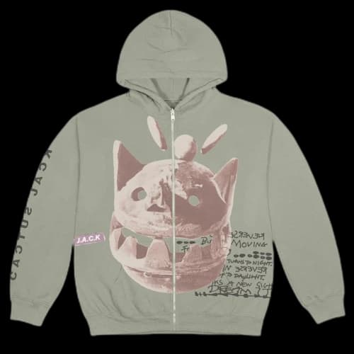 Travis Scott New Sight Zip Up Hoodie Olive