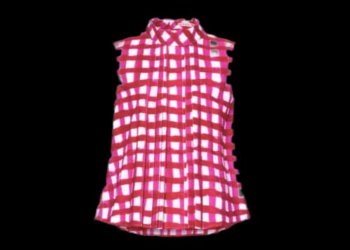 Uniqlo x MARNI Women's Check Tuck Blouse Pink