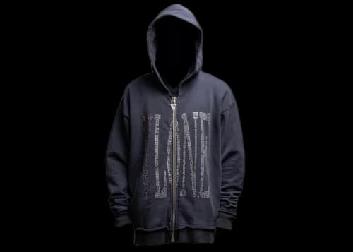 Vlone 401 V Zip Rhinestone Hoodie Black