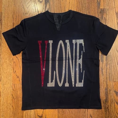Vlone Staple Rhinestone T-shirt Black