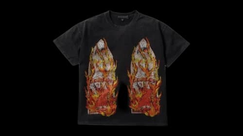 Who Decides War Rhinestone Flame Glass Jersey Black