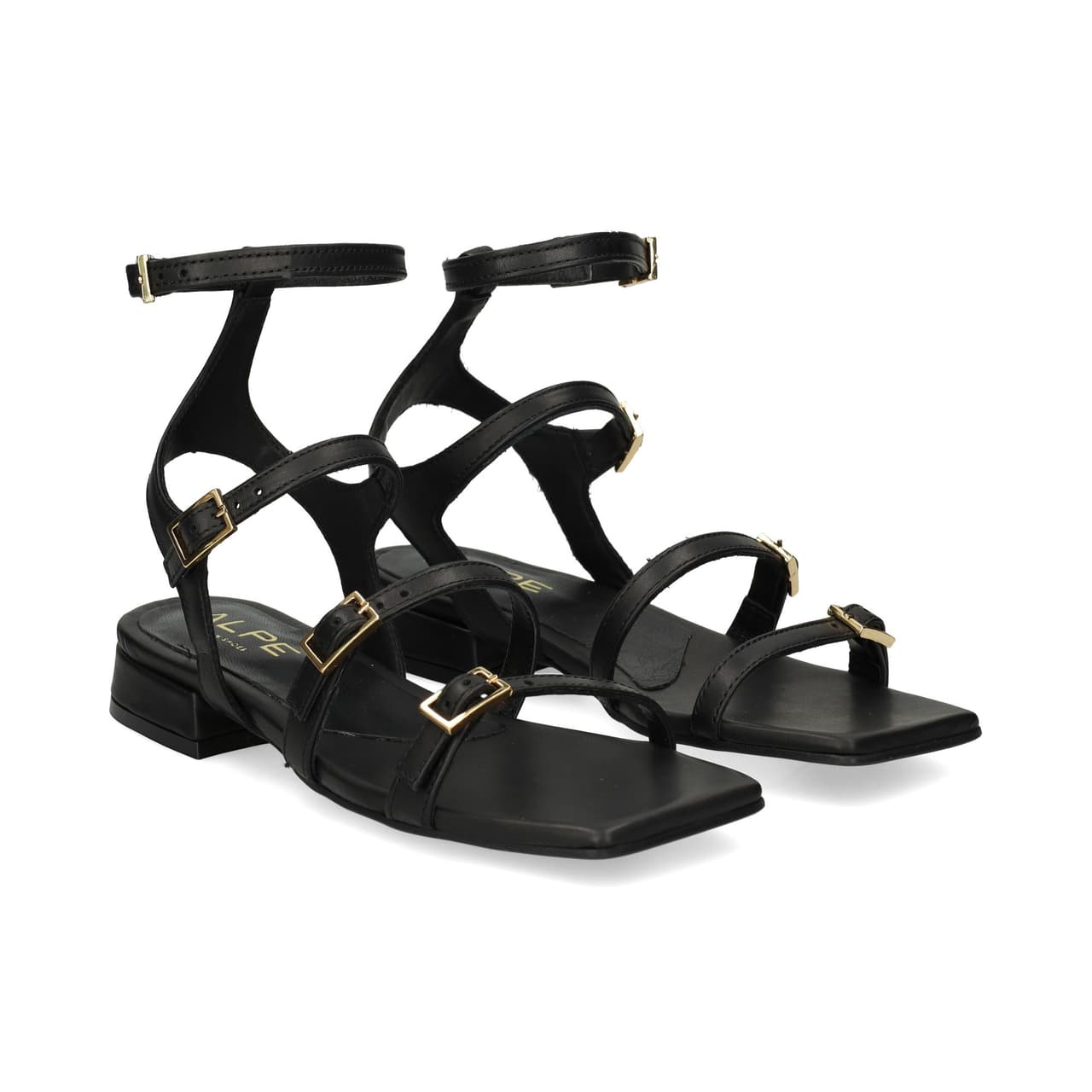 ALPE Sandalia 4 Hebillas Negro