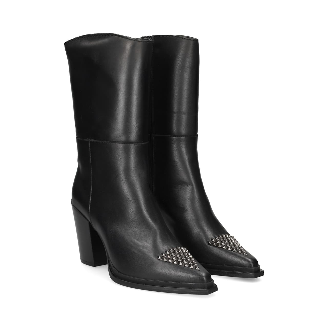 ALPE 1/2 Bota Punta Tachas Piel Negro 17-05 Bec-Negro