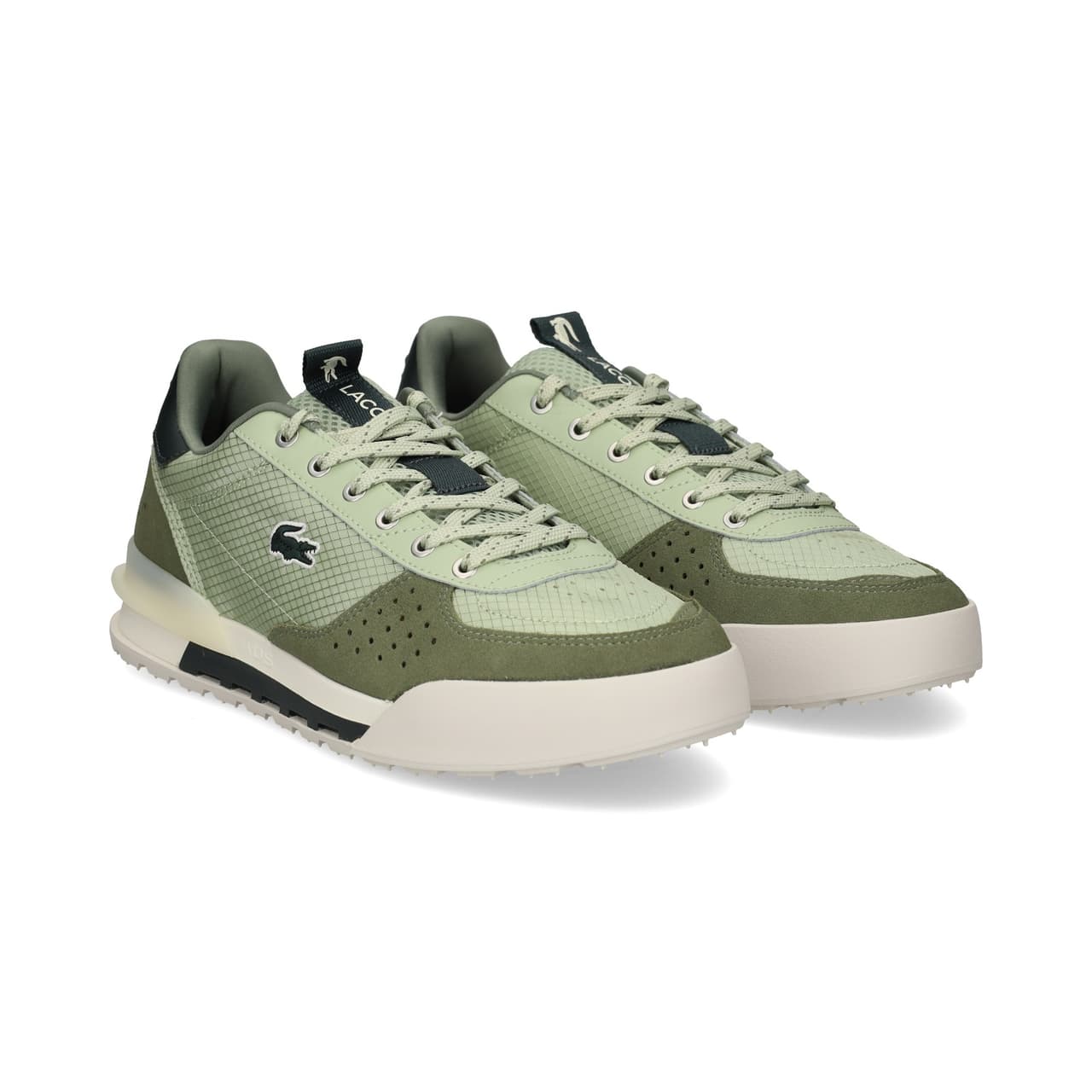 Lacoste Zapatilla Ante Perforado Tejido Verde Aal LT KHK/KHK