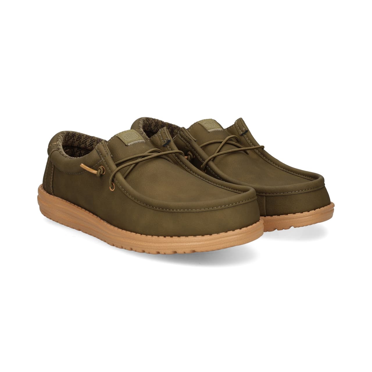 HEY DUDE Wallabee Piel Sintetica Kaki Olive/Tobac