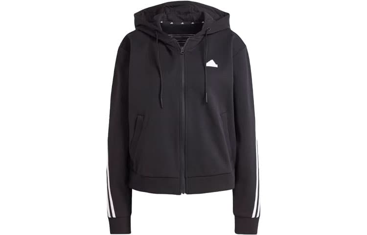 adidas Future Icons 3-Stripes Full Zip Hoodie Asia Sizing 'Black' (Women's)