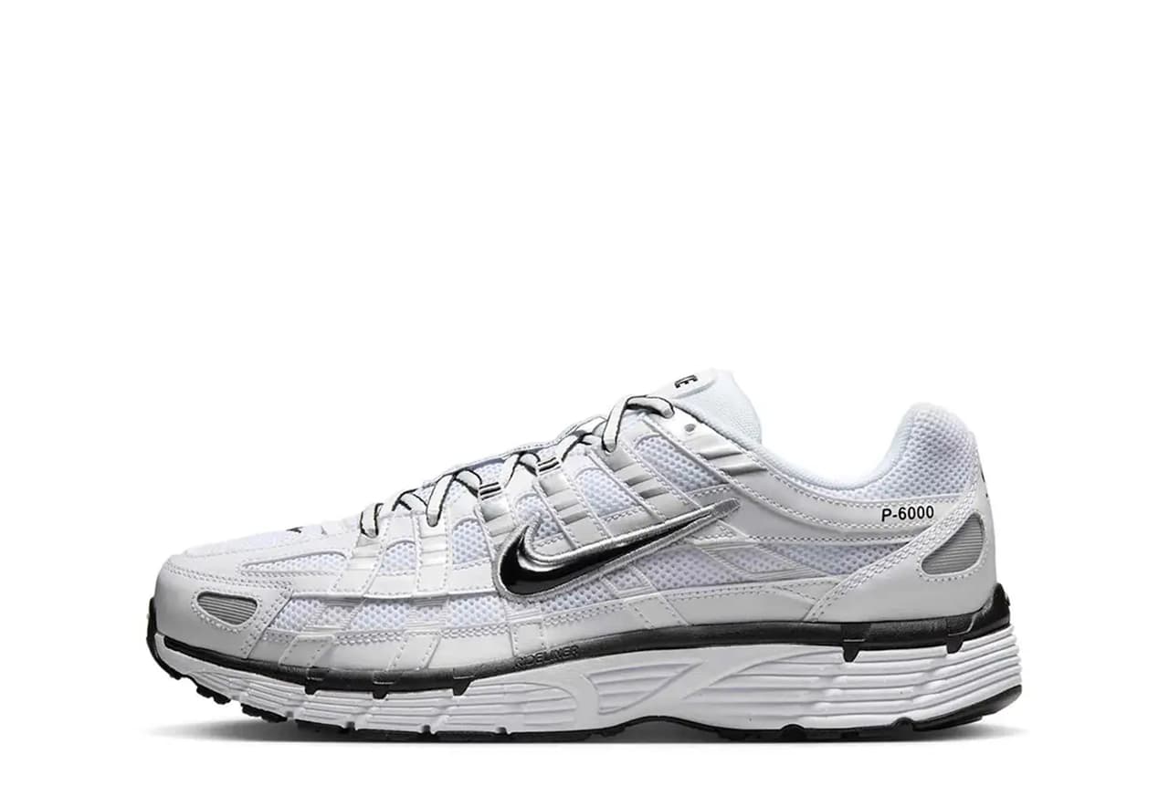 Nike P-6000 White Metallic Silver Black