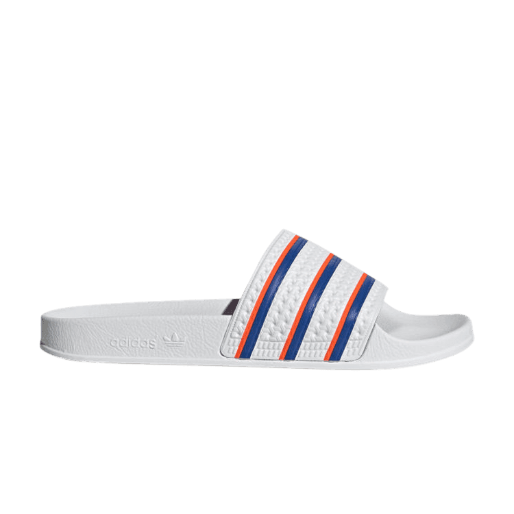 adidas Adilette Slides 'White Blue Solar Red'