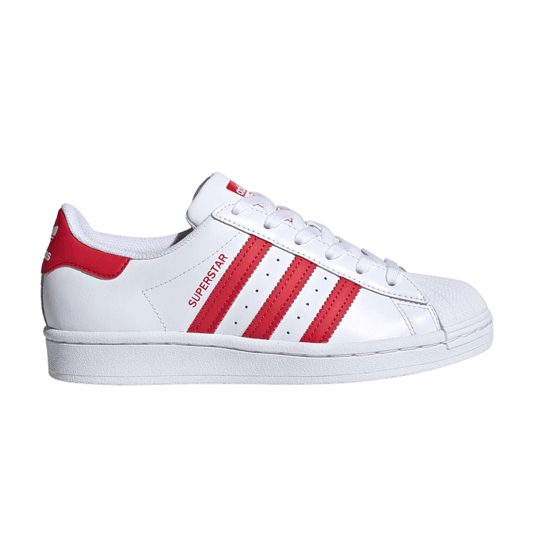 (GS) adidas originals Superstar J 'White Red'