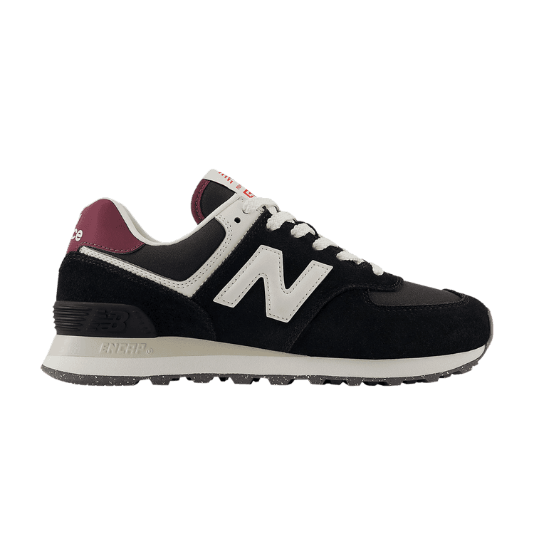 New Balance 574 Black White Burgundy (Women's)