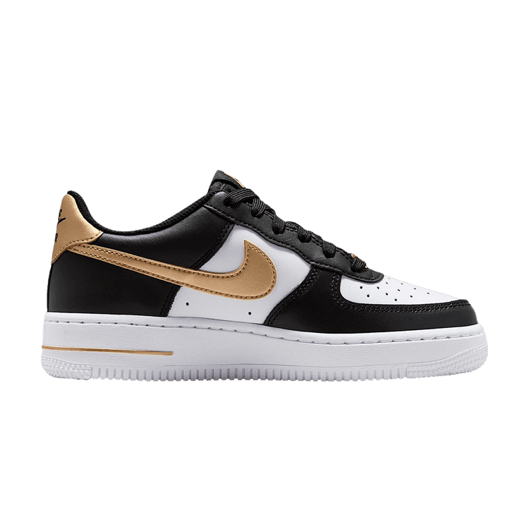 Nike Air Force 1 Low Black White Metallic Gold (GS)
