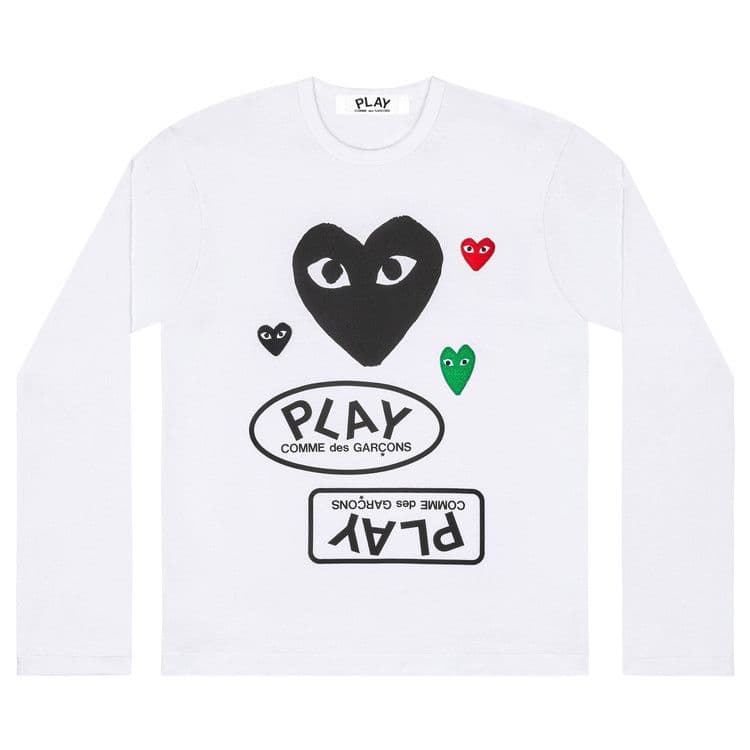 Comme des Garcons PLAY Play Black Multi Logo L/S T-shirt White — foto 2