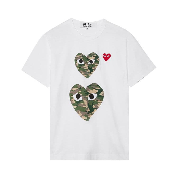 Comme des Garcons PLAY Play Camouflage Double Heart T-shirt White — foto 2