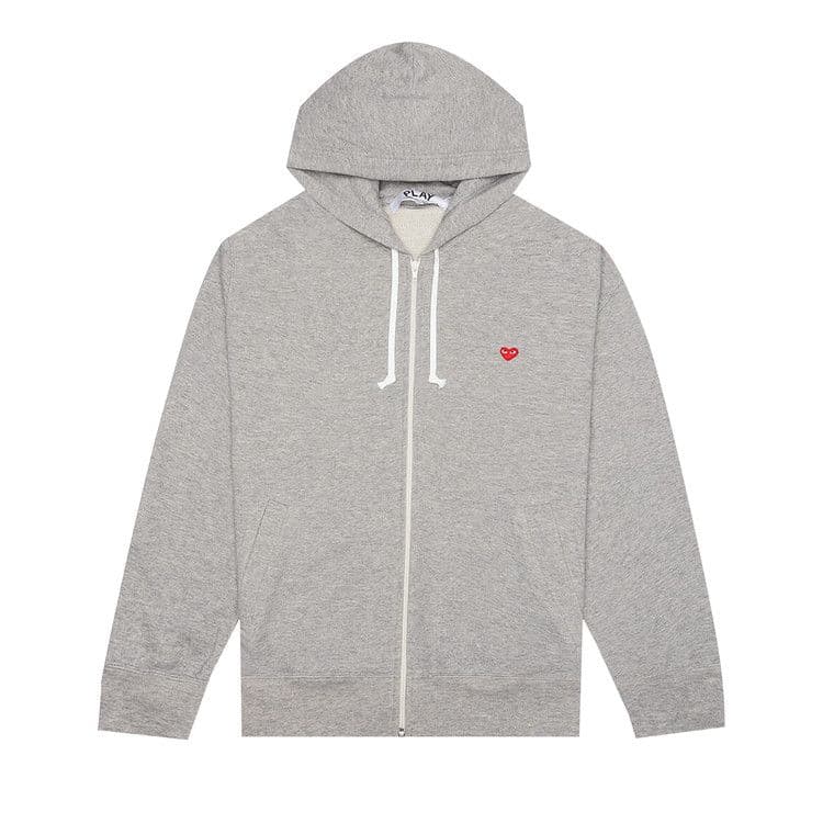 Comme des Garcons PLAY Play Small Red Heart Zip Up Hoodie Grey — foto 2