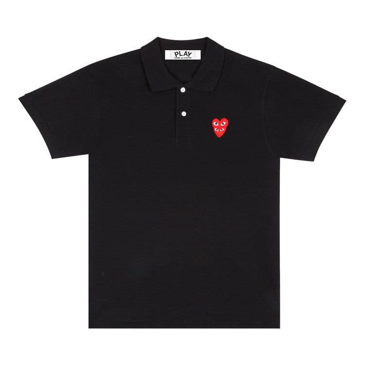 Comme des Garcons PLAY Play Stacked Heart Polo Black — foto 2