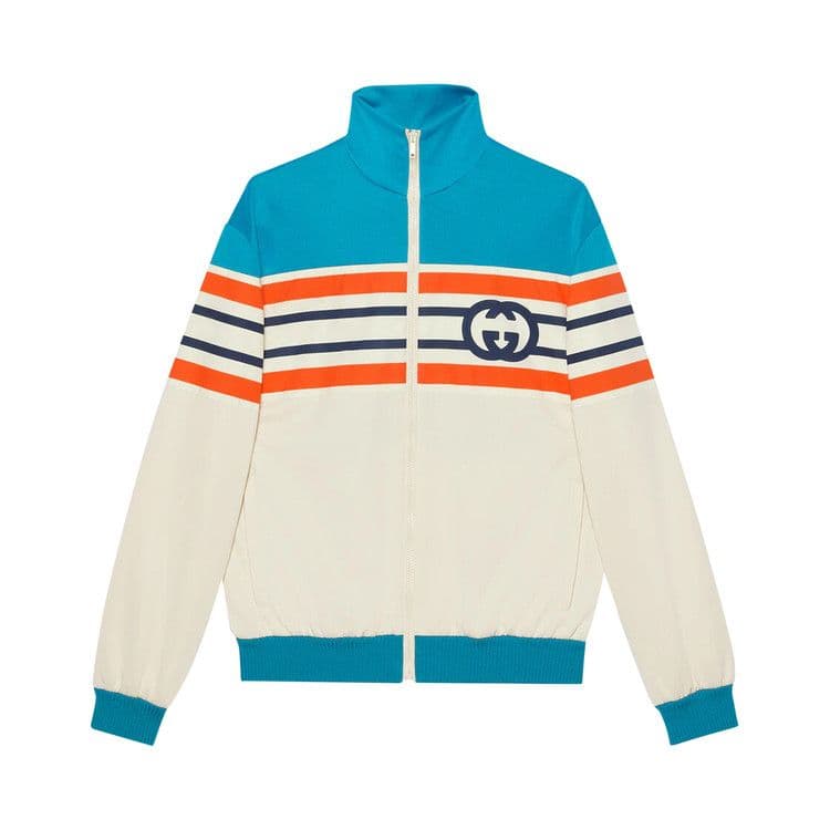 Gucci Interlocking G Stripe Jacket 'Light Blue/Ivory'