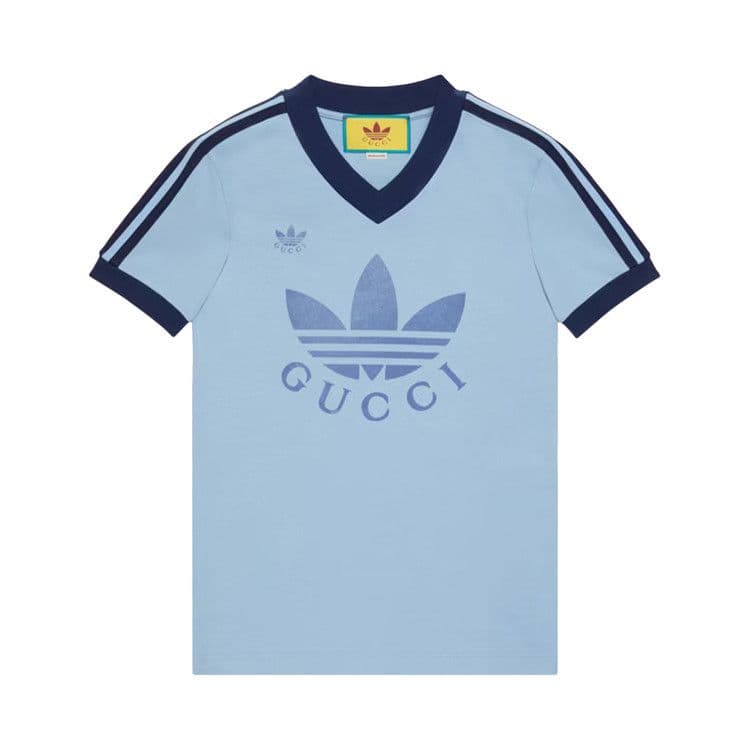 Gucci x adidas SS22 V-Neck T-Shirt 'Light Blue'