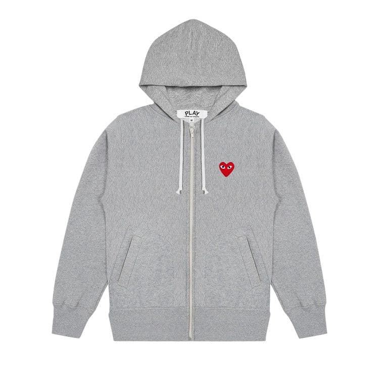 Comme des Garcons PLAY Play Red Multi Heart Zip Up Hoodie Grey — foto 2