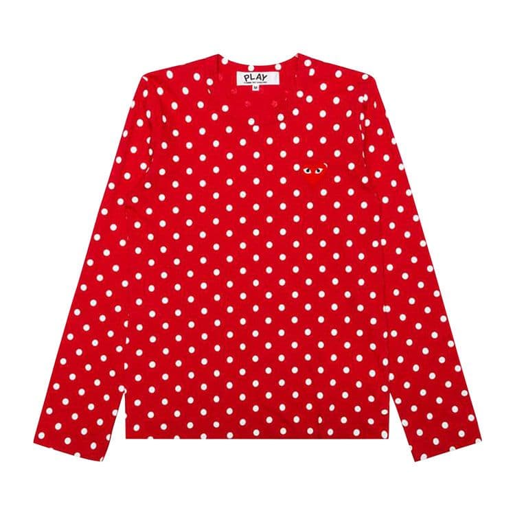 Comme des Garcons PLAY Play Women's Polka Dot L/S T-shirt Red