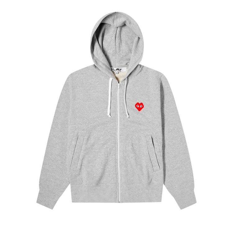 Comme des Garçons PLAY x Invader Heart Zip Up Hooded Sweatshirt 'Grey' — foto 2