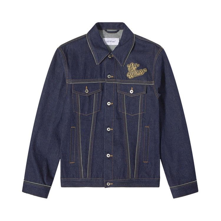 Off-White 90s Logo Skate Denim Jacket 'Raw Blue/Gold'