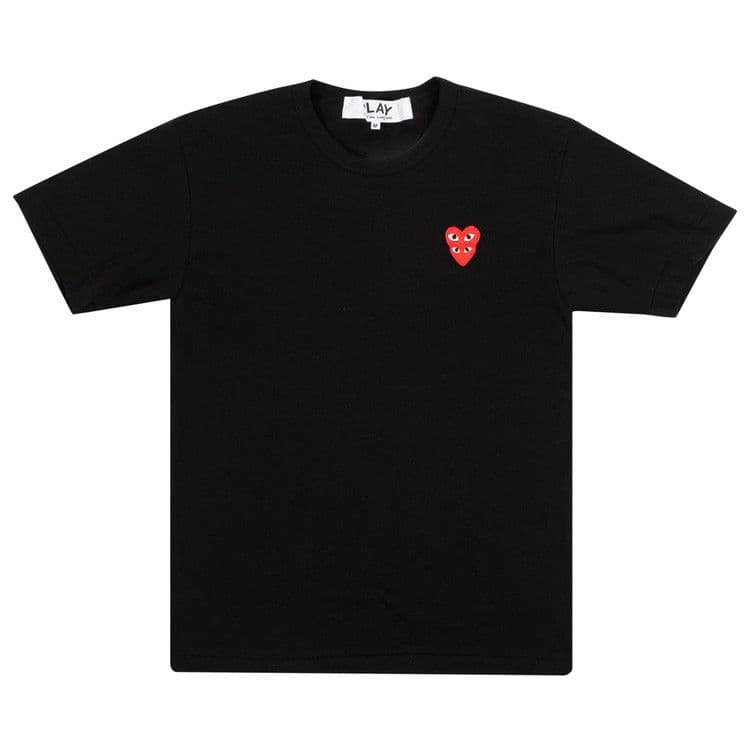 Comme des Garcons PLAY Play Red Stacked Heart T-shirt Black — foto 2