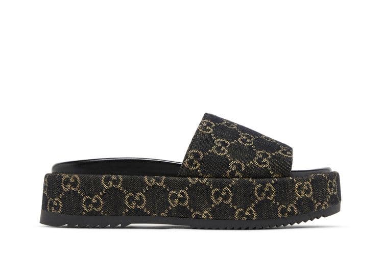 Gucci GG Lame Platform Slide Sandal 'Black' (Women's)